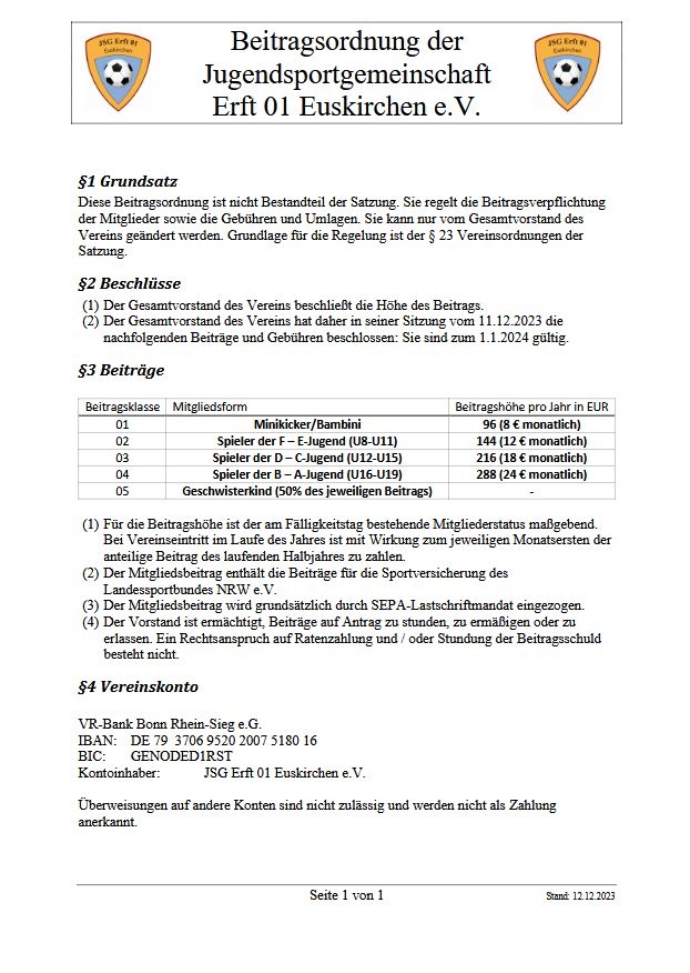 Beitragsordnung