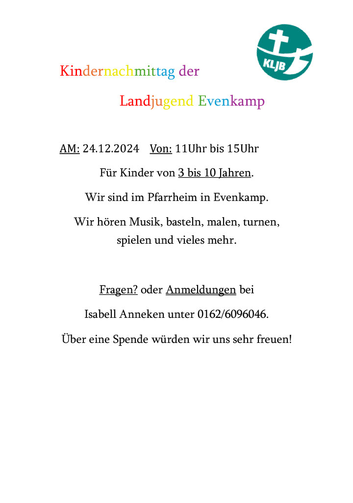 Kindernachmittag Weihnachten 2024