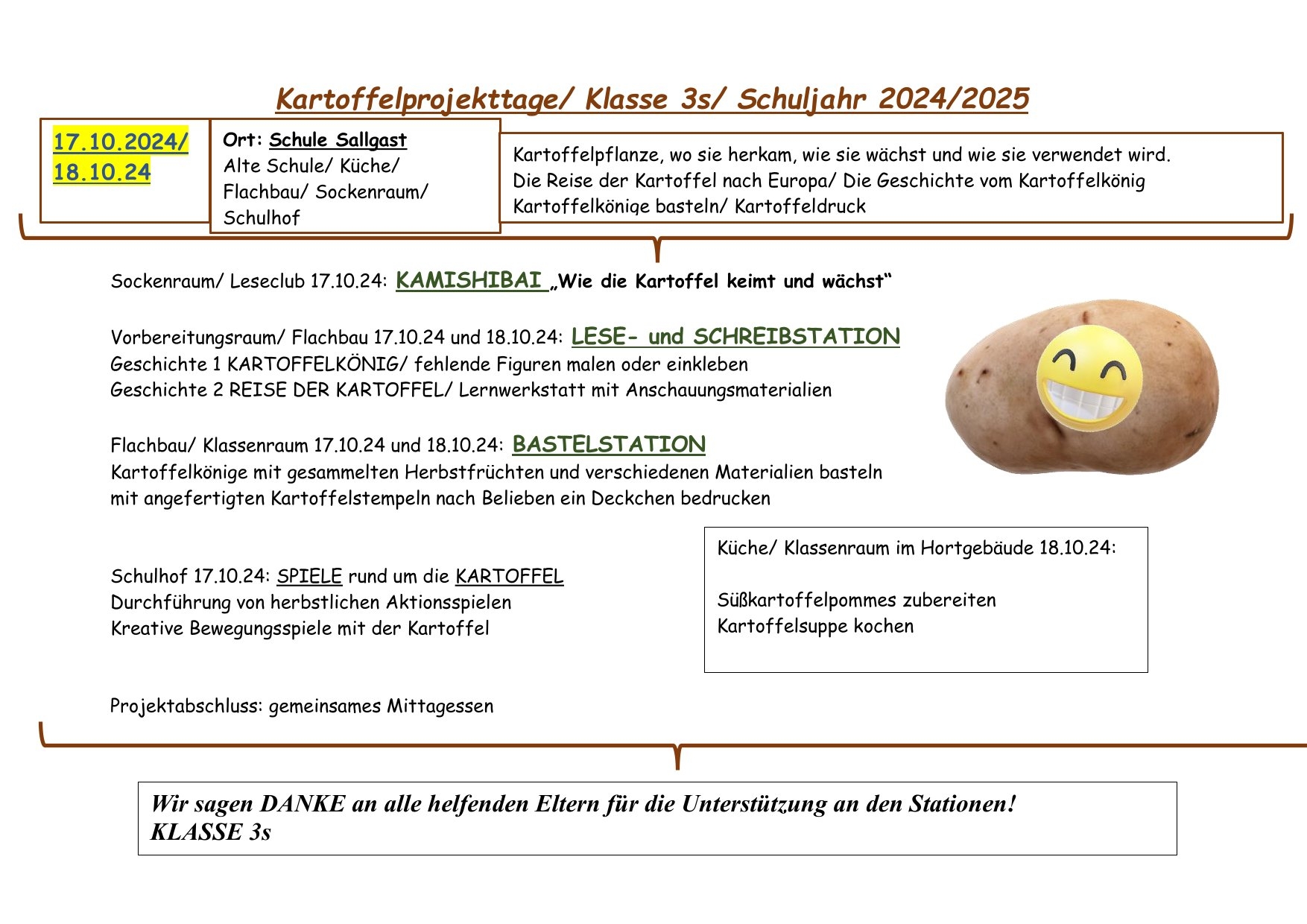 Kartoffelprojekttag 3s