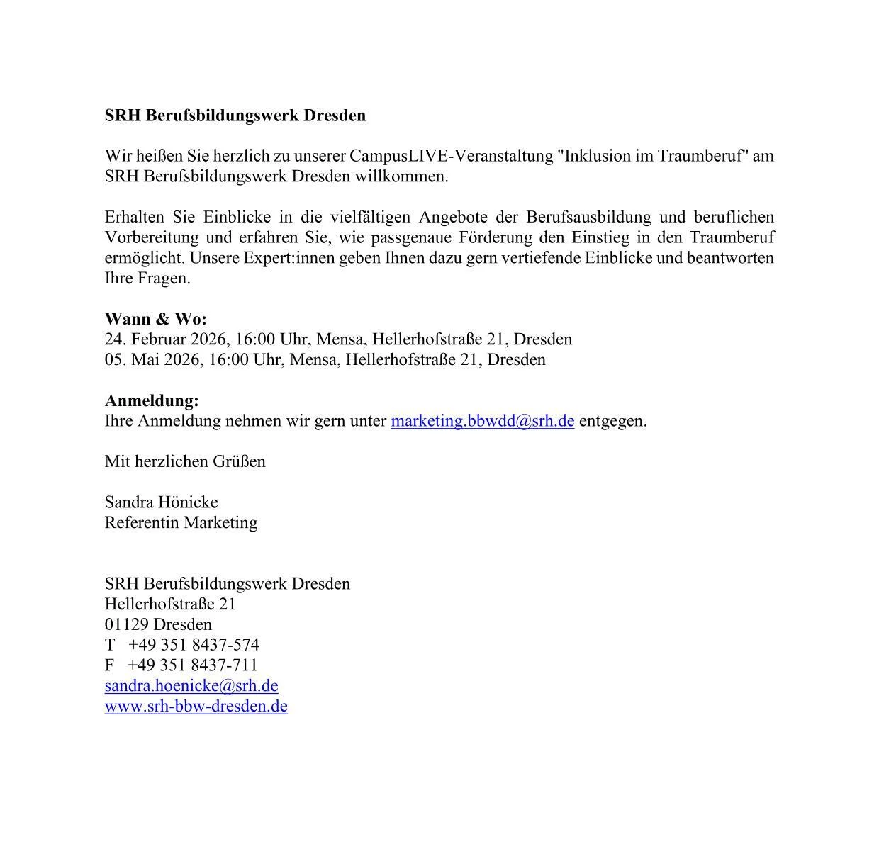 SRH Berufsbildungswerk Dresden