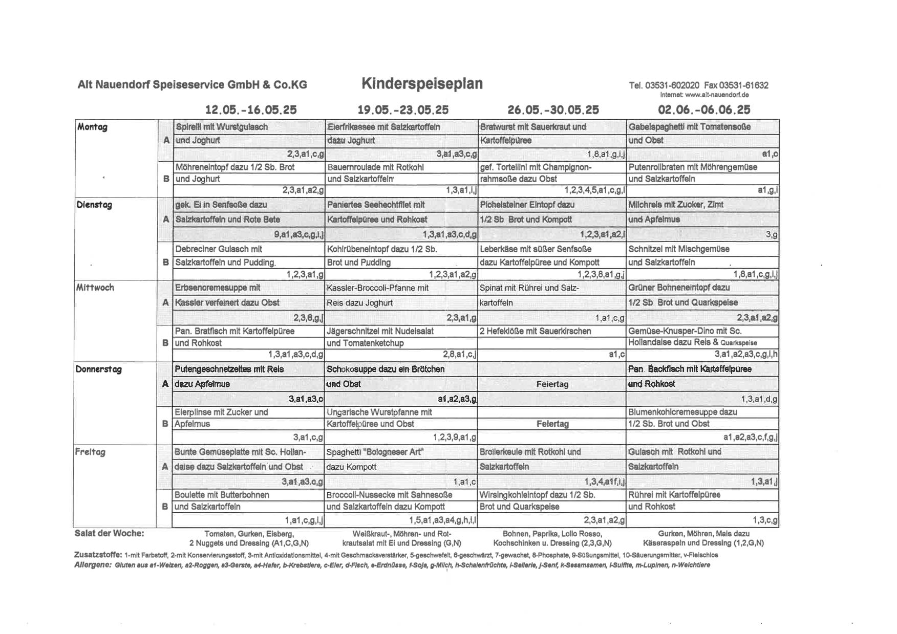 Speiseplan 12.05. - 06.06.25