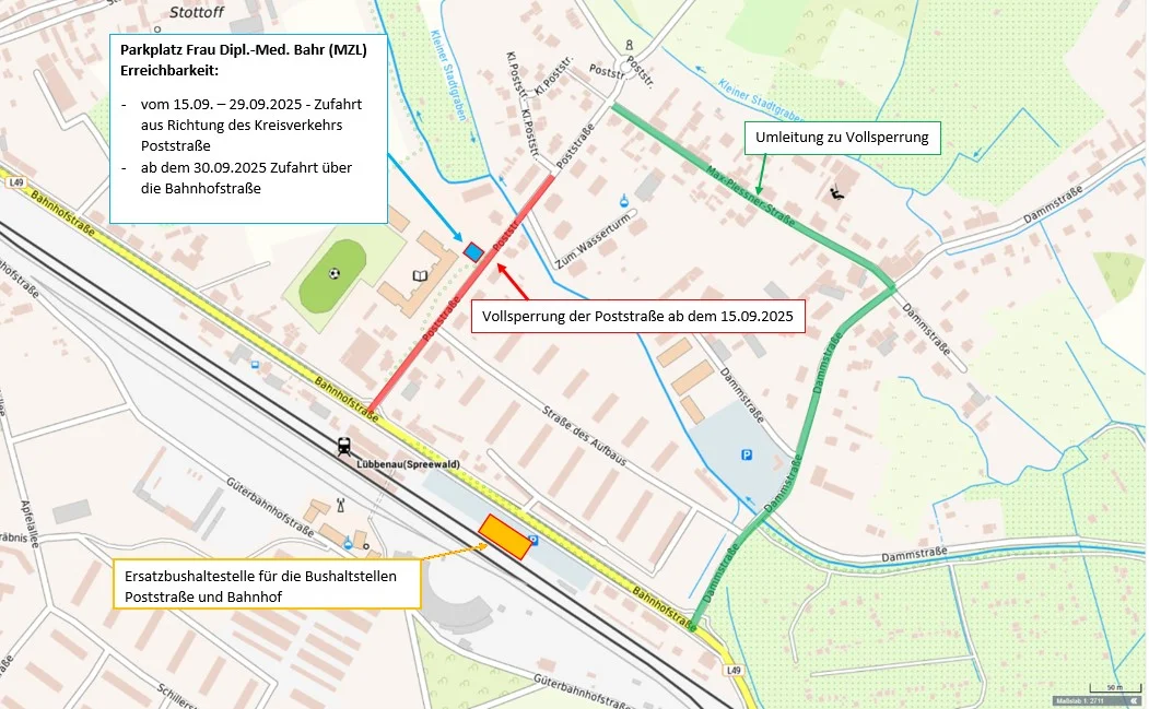 Karte Vollsperrung Poststraße