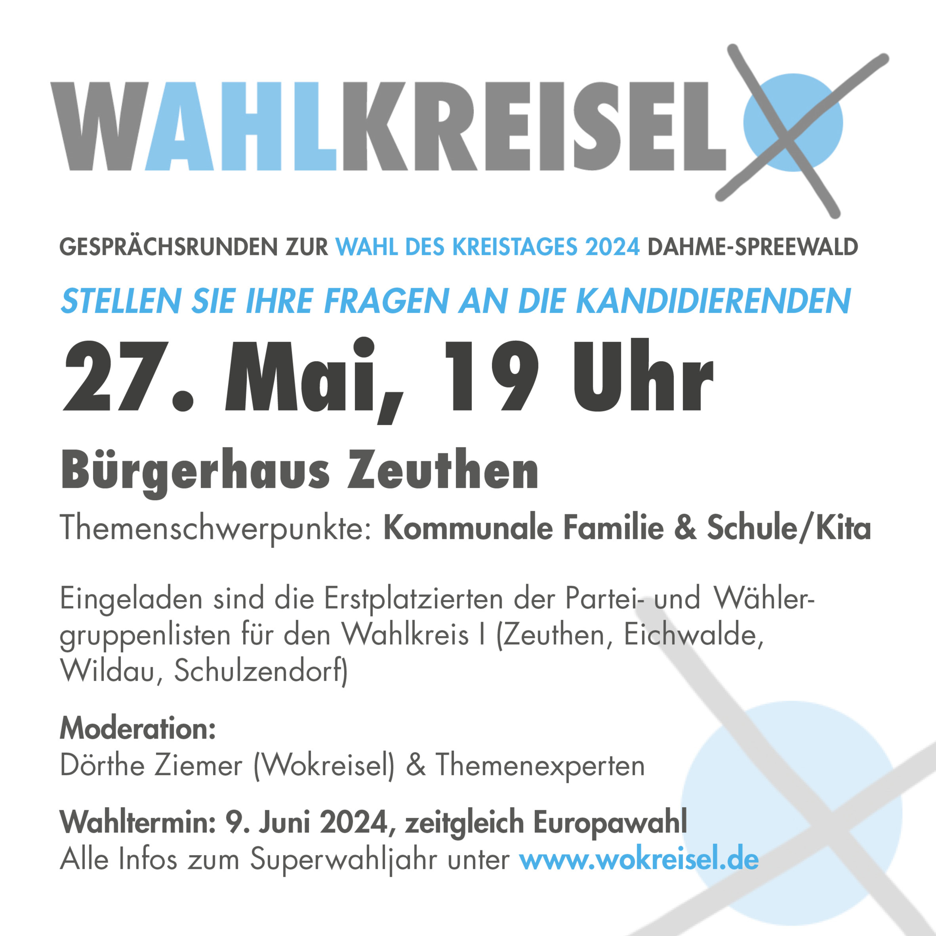 Wahlkreisel Nr. 4 in Zeuthen am 27. Mai, 19 Uhr, Bürgerhaus - WK I (ZEWS)