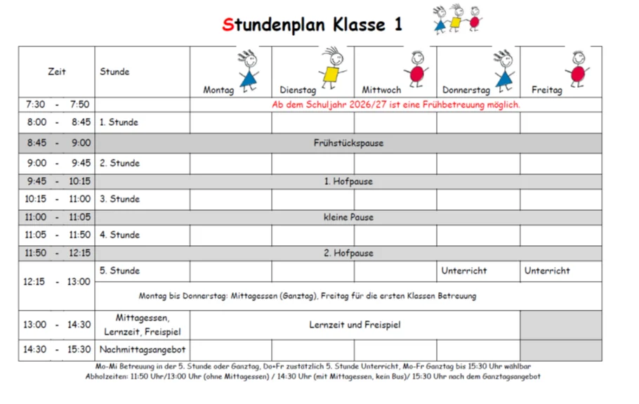 Stundenplan Klasse 1