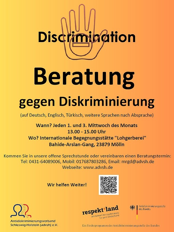 Beratungsangebot des Antidiskriminierungsverbandes (advsh) e.V. in Mölln