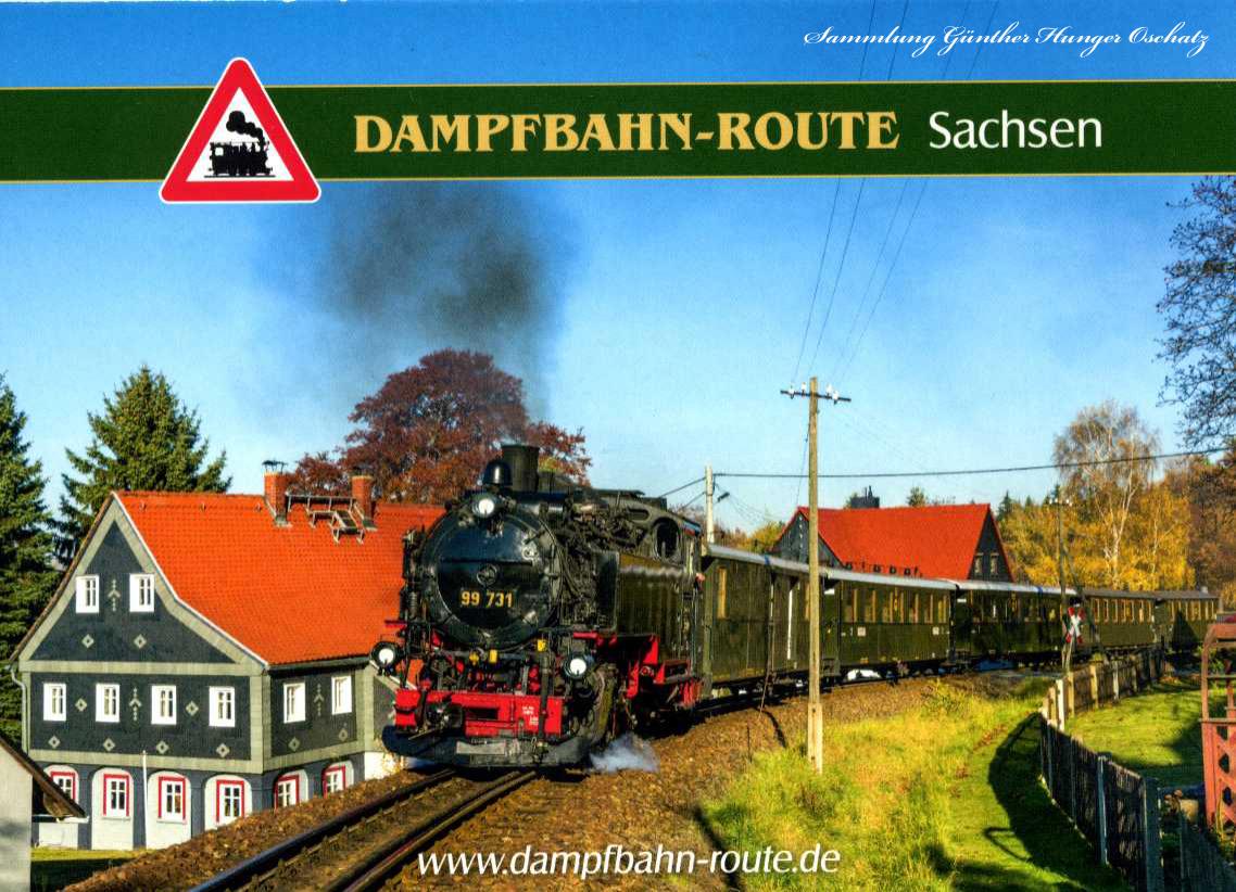 Dampfbahn-Route Sachsen Reichsbahnzug der Zittauer Schmalspurbahn in Kurort Johnsdorf