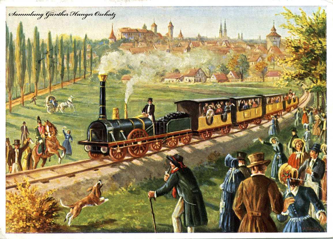 Erste deutsche Eisenbahn zw. Nürnberg und Fürth 1835