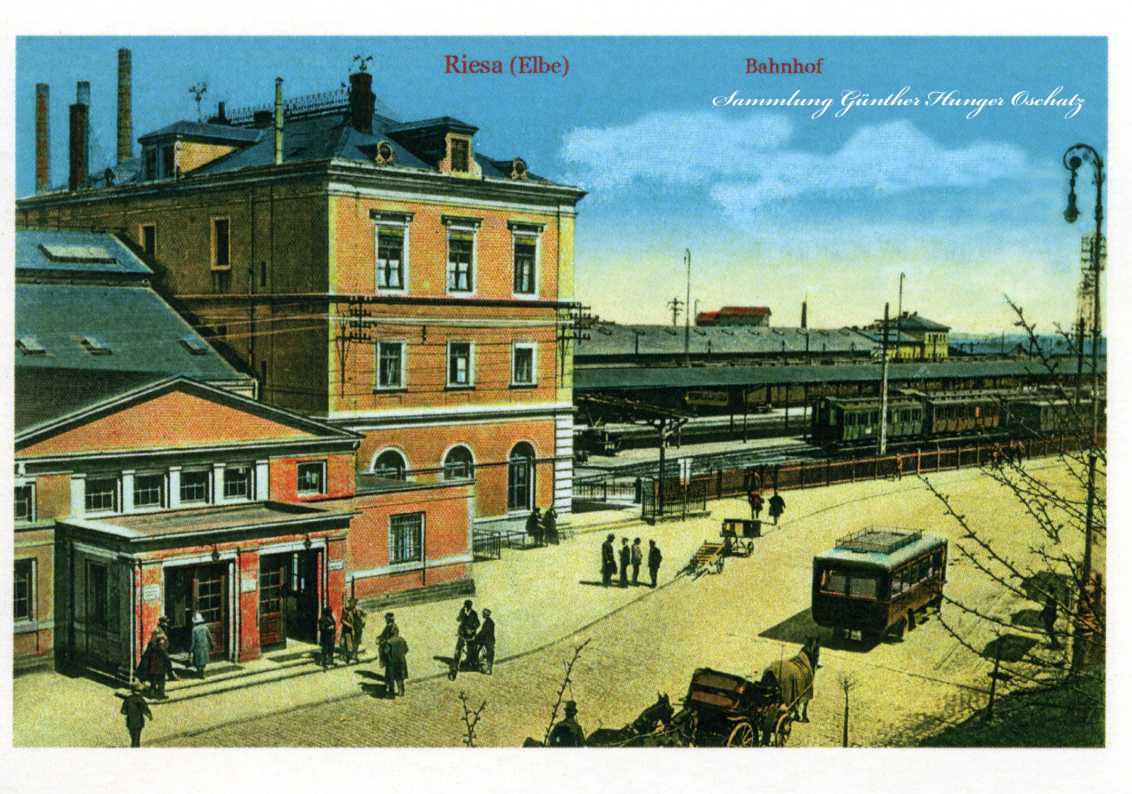 Riesa Elbe Bahnhof  Reproduktion einer hist. Ansichtskarte