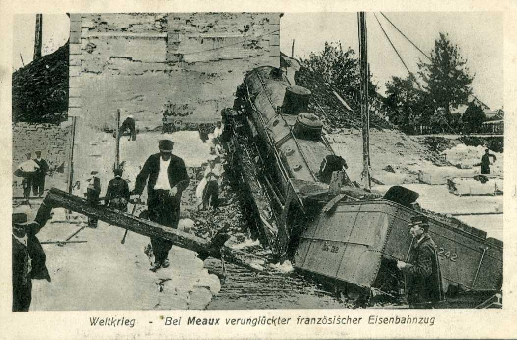 Weltkrieg  Bei Meaux verunglückter franz. Eisenbahnzug
