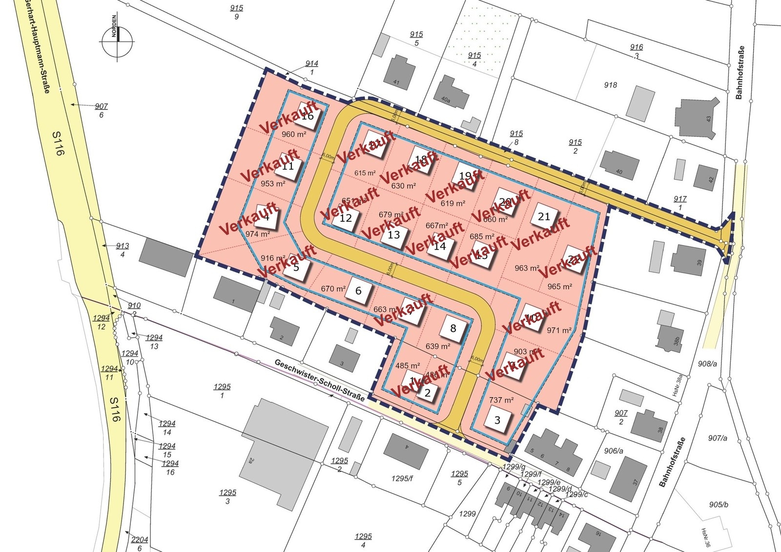 Plan mit Verkauft-Markierung