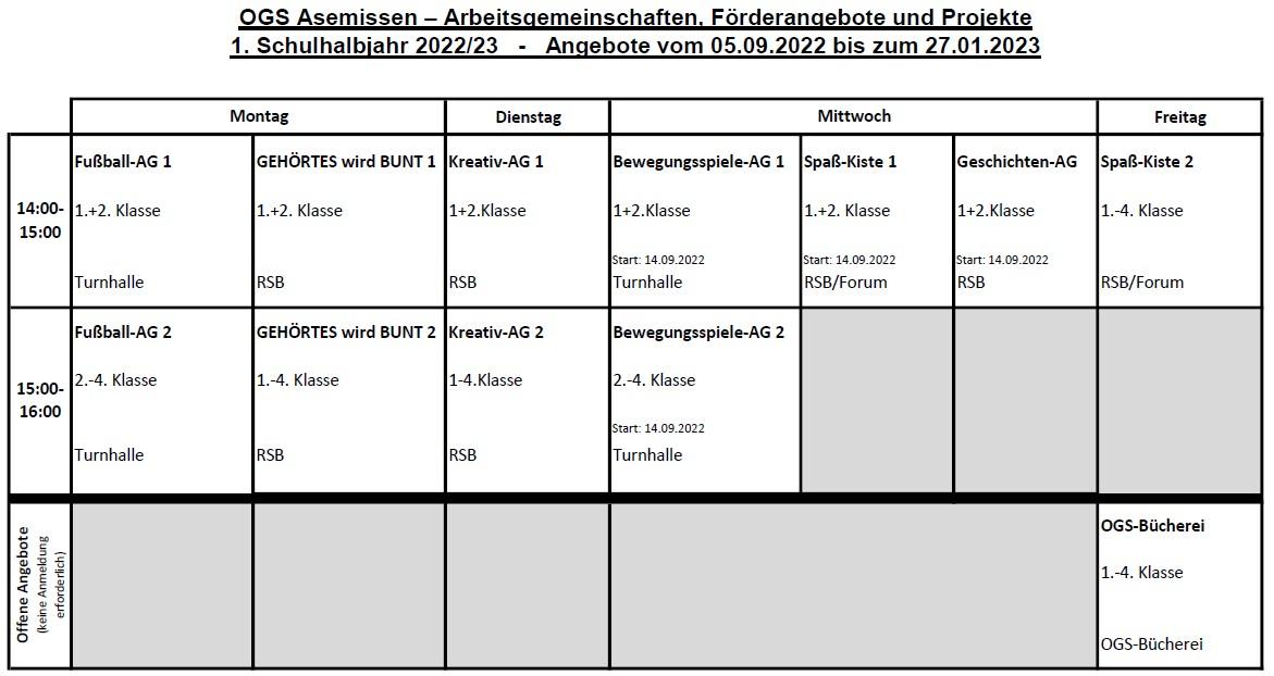AG Stundenplan 2022-23 1.HJ für AG-PLAN,I-NET