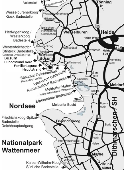 Karte Wattwanderungen Dithmarschen