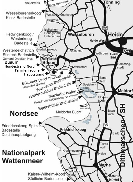 Karte Wattwanderungen Dithmarschen