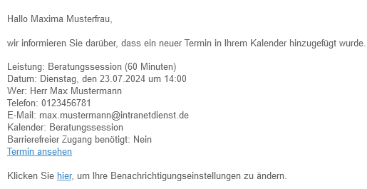 E-Mail Benachrichtigung