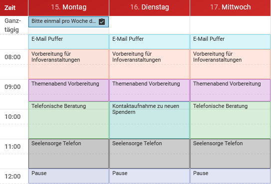 Lückenloser Kalender