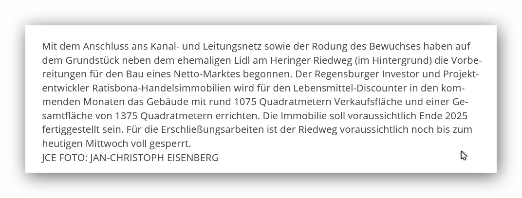 Text Neubau Netto Markt