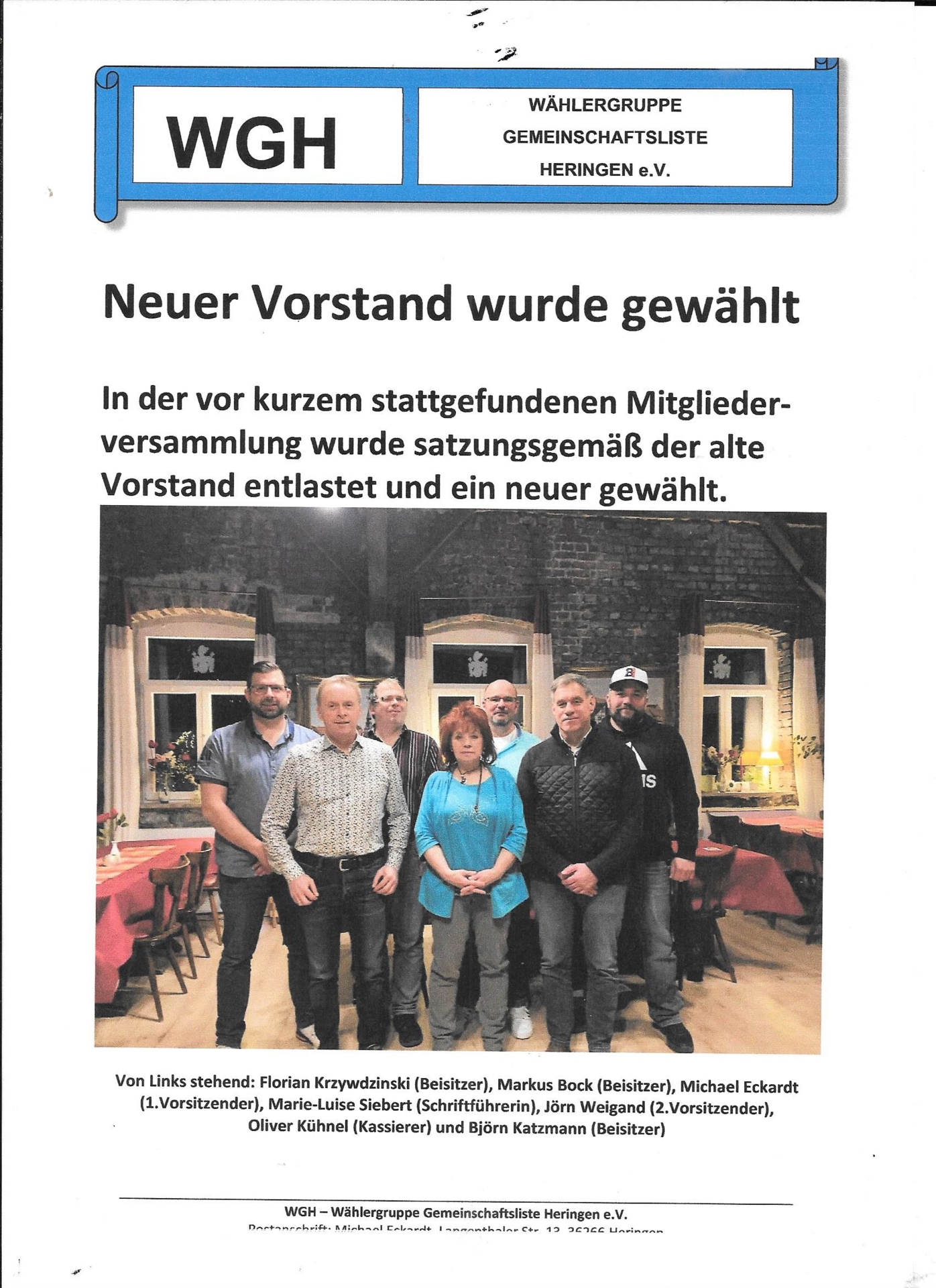 JHV  Vorstandswahlen