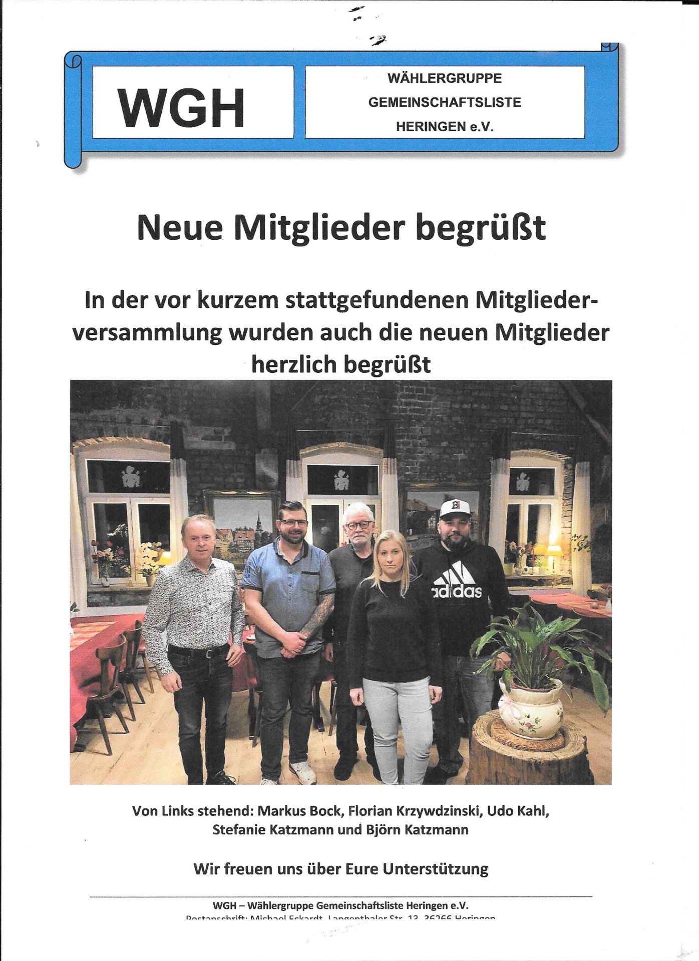 Neue Mitglieder