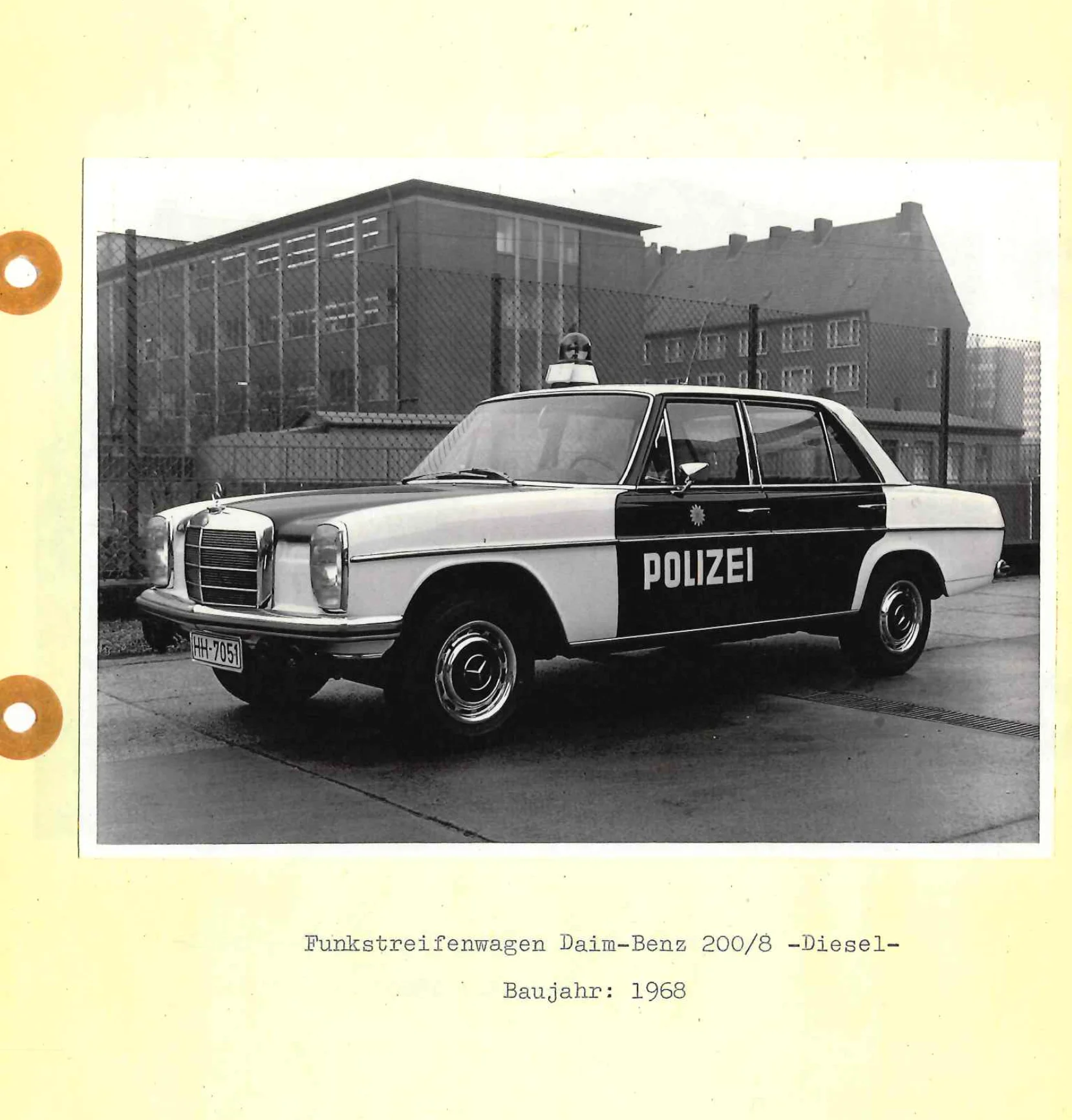 Der 200D von 1968 bei der Hamburger Polizei