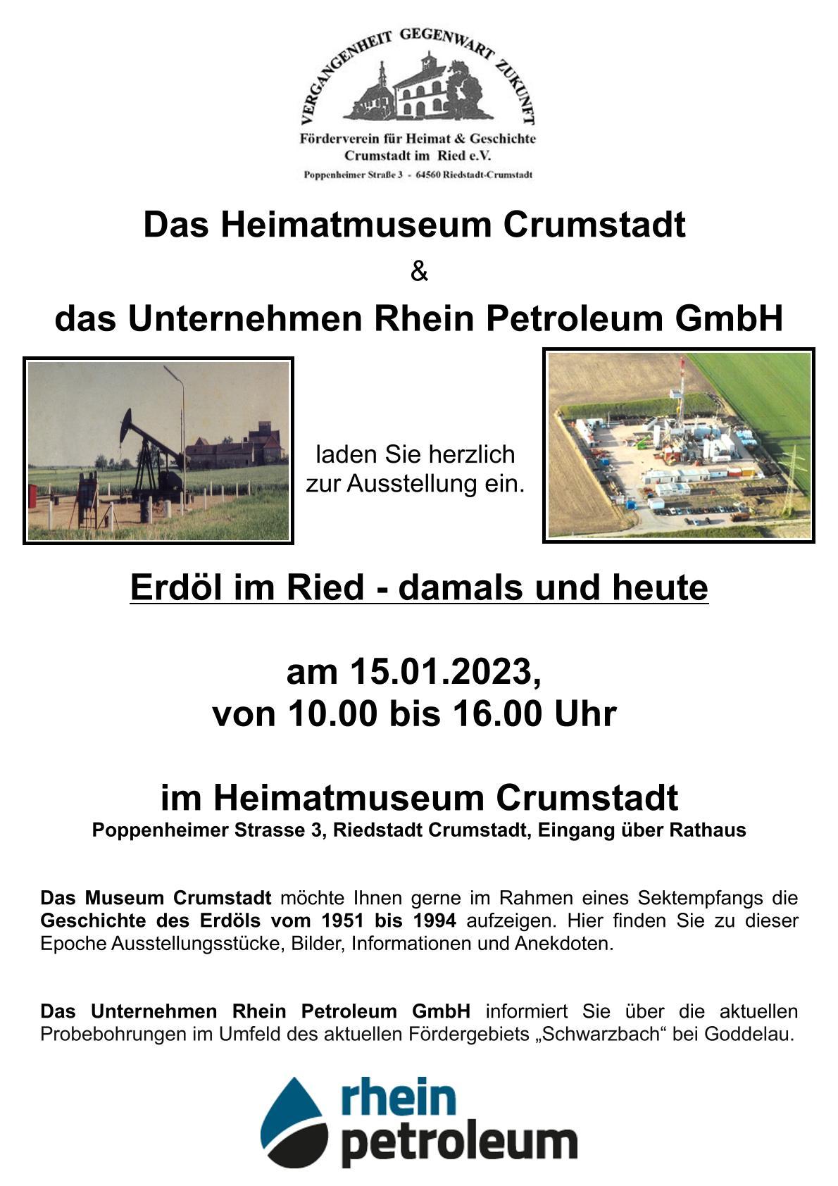 Einladung Ausstellung  "Erdöl im Ried - damals und heute"