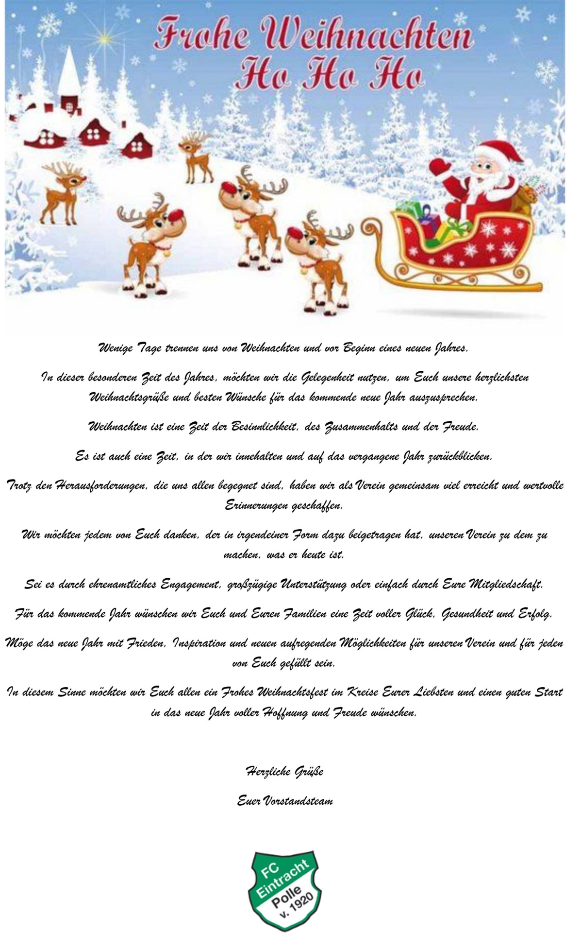 2024.12.24 FC Eintracht Polle - Weihnachts- und Silvestergrüße