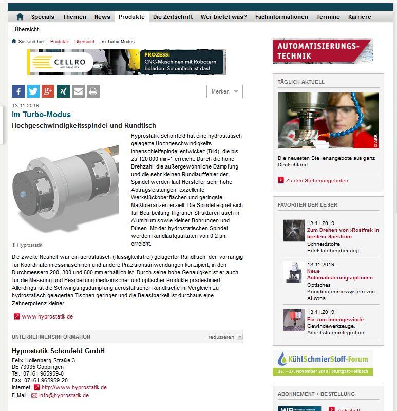 Online-Veröffentlichung mit aktiven Backlinks und Social Media-Anbindungen. Textvorlage: Technikprsse