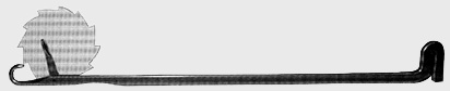 Schematische Darstellung des Schlitzens an einer der ersten Scharniernadeltypen (die Fräsung erfolgt jedoch bevor der Haken gebogen und die Zunge eingesetzt werden kann).