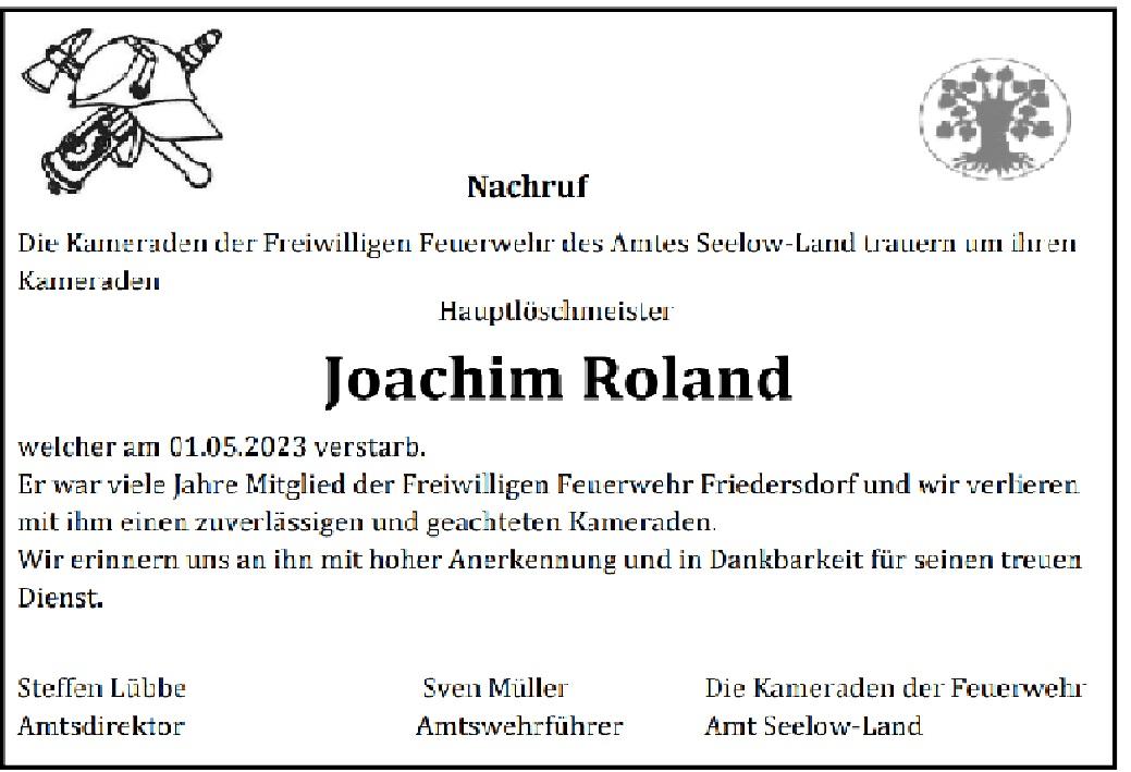 Nachruf Joachim Roland