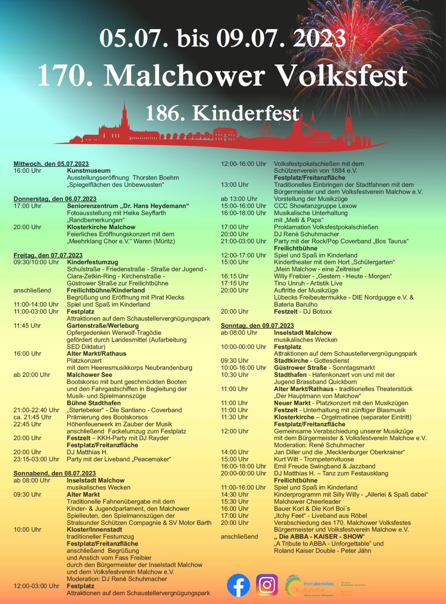 Programm 170. Malchower Volksfest