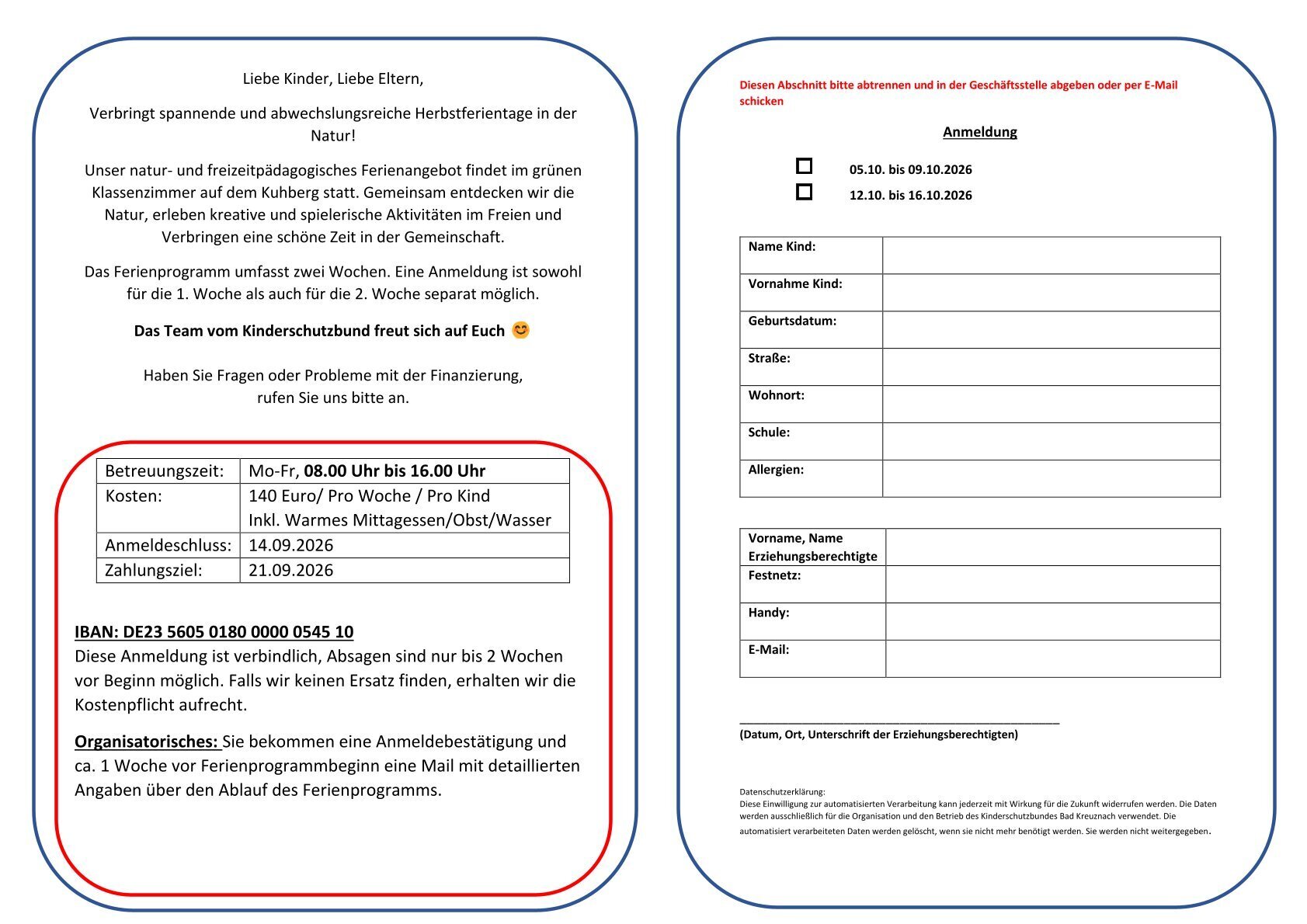 Herbstferienprogramm Woche 2