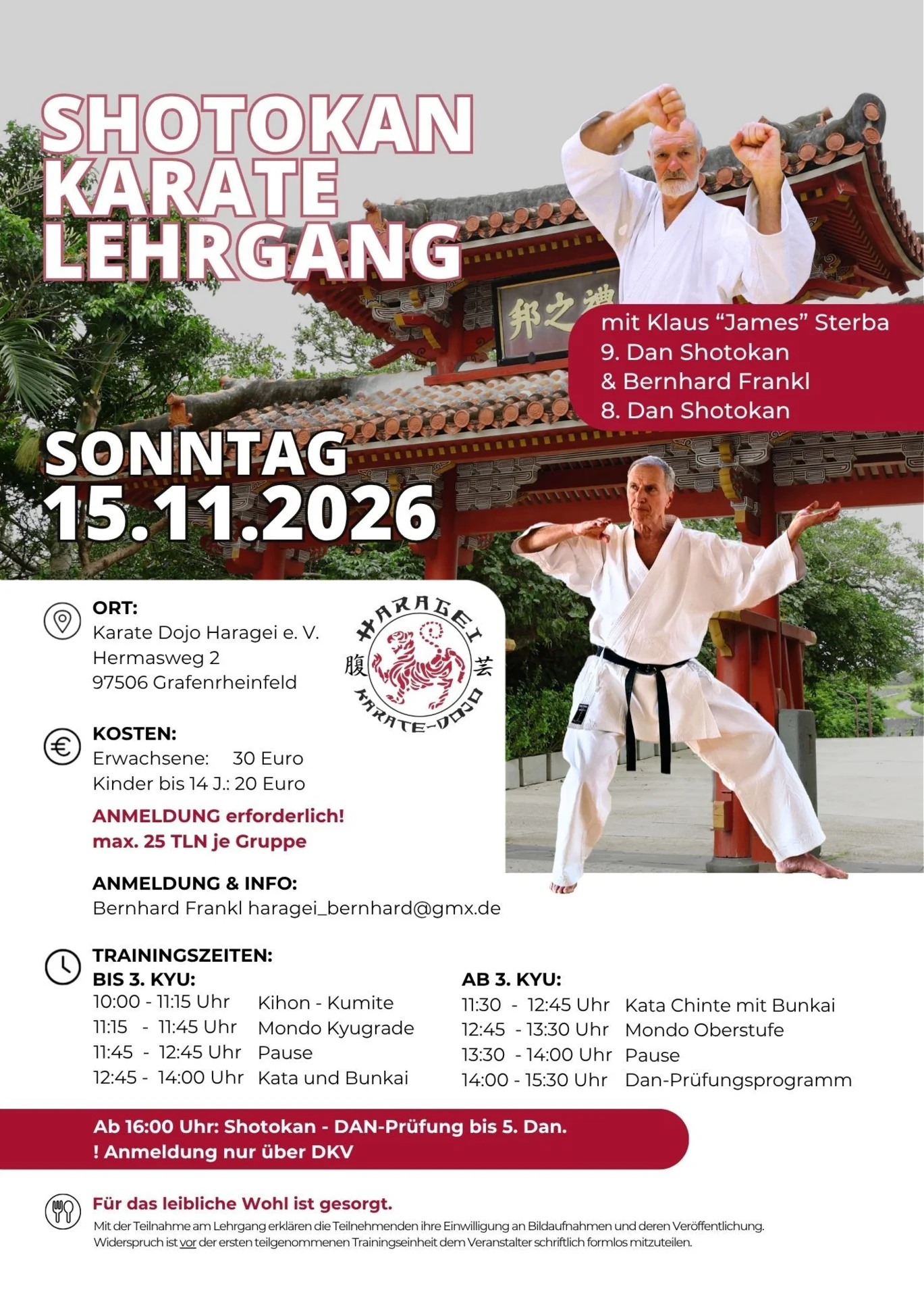 Hochkarätiger Shotokan-Lehrgang am 15.11.2026