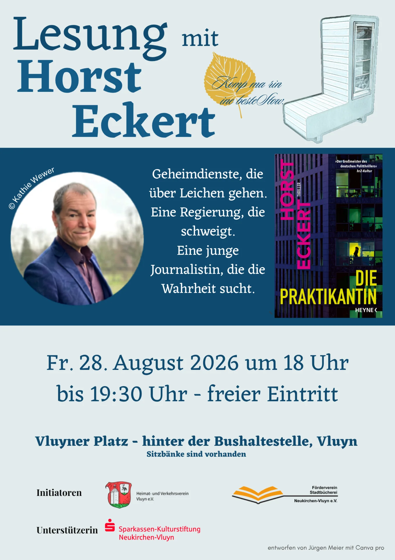 Werbeplakat für Lesung am Bücherschrank