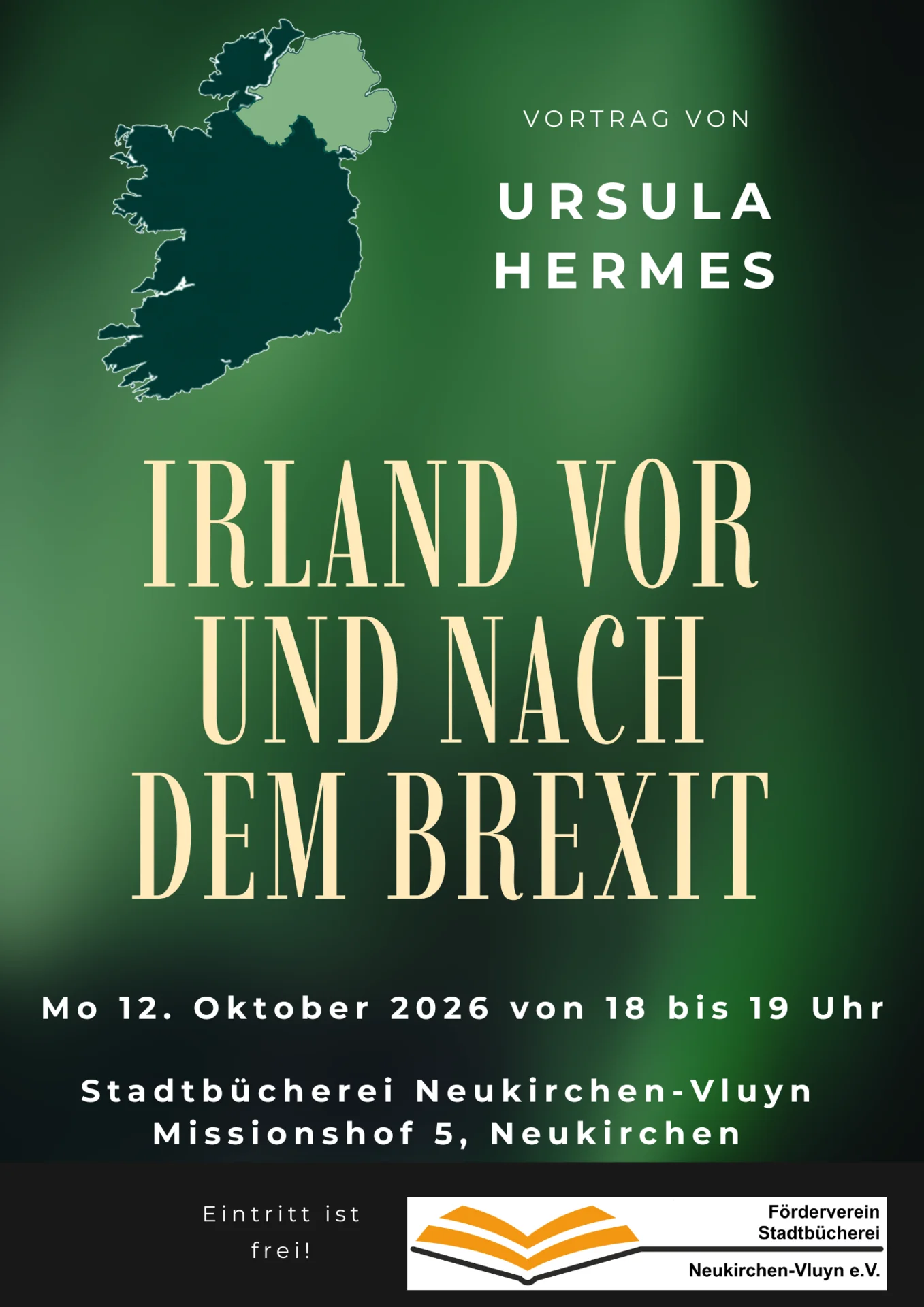 Plakat Vortrag Ursula Hermes über Irland