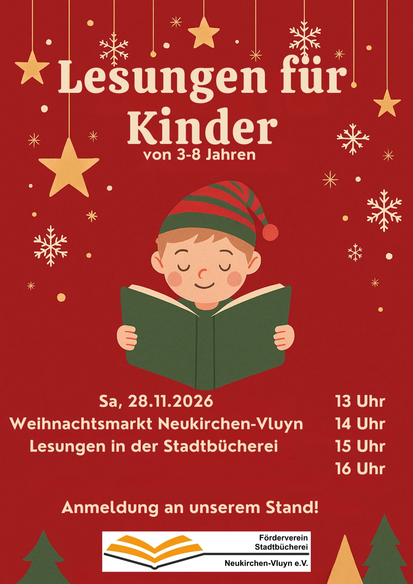 Weihnachtsmarkt 2026 Plakat Vorlesen für Kinder