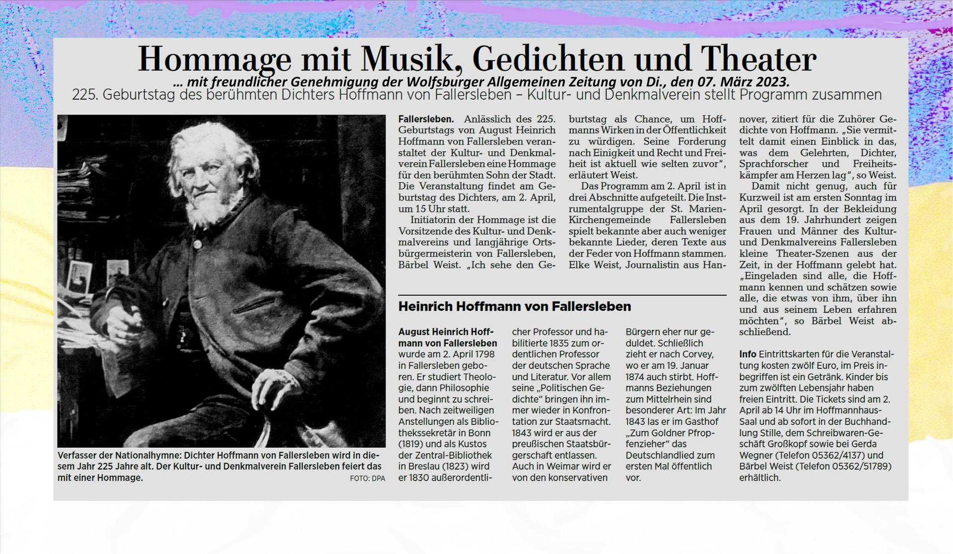 Ankündigung Homage Hoffmann WAZ
