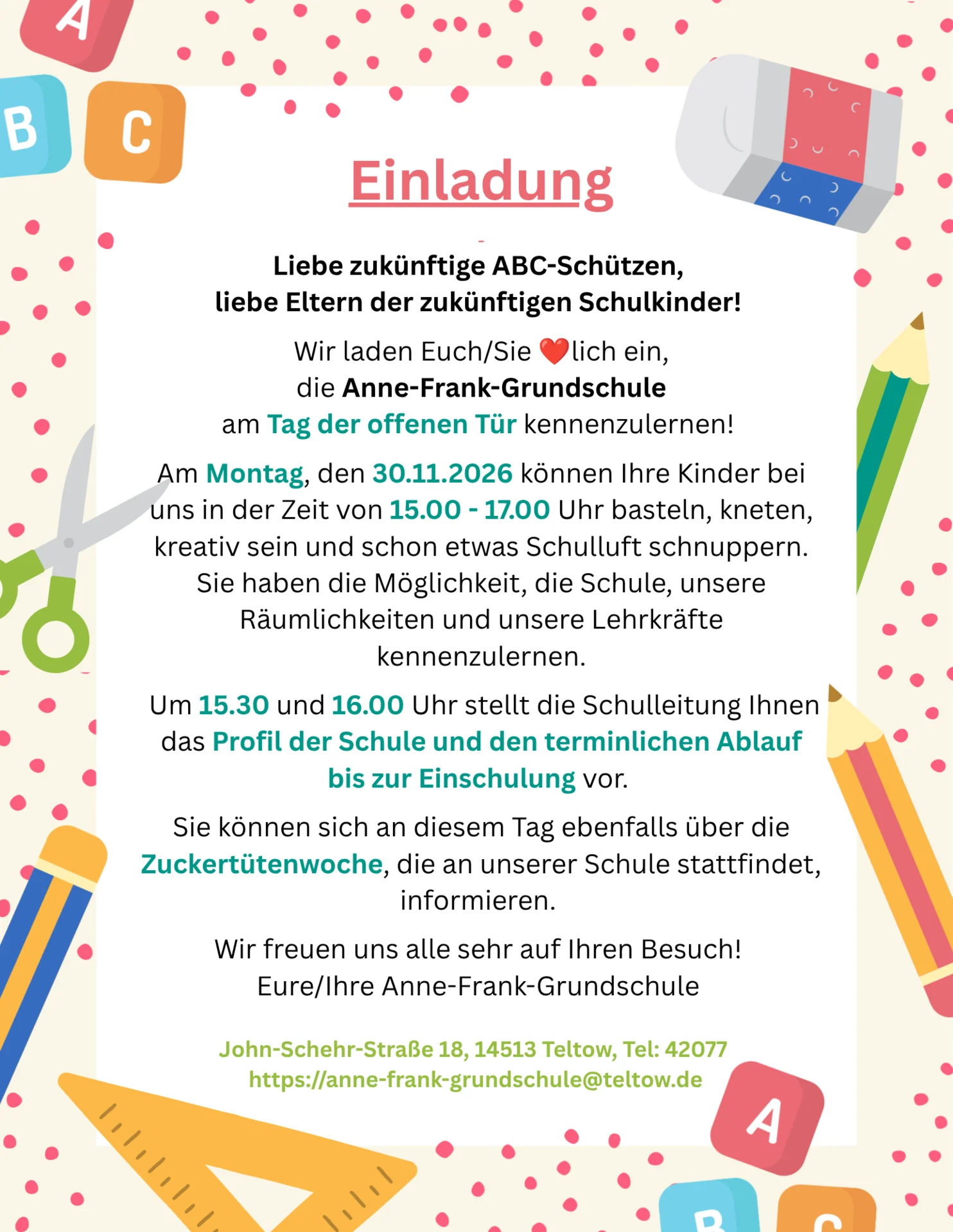 Einladung Kitas Tag der offenen Tür