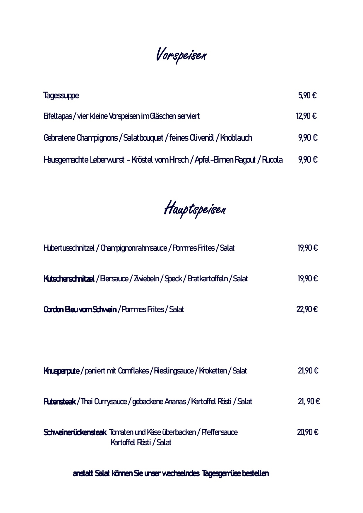 Speisekarte