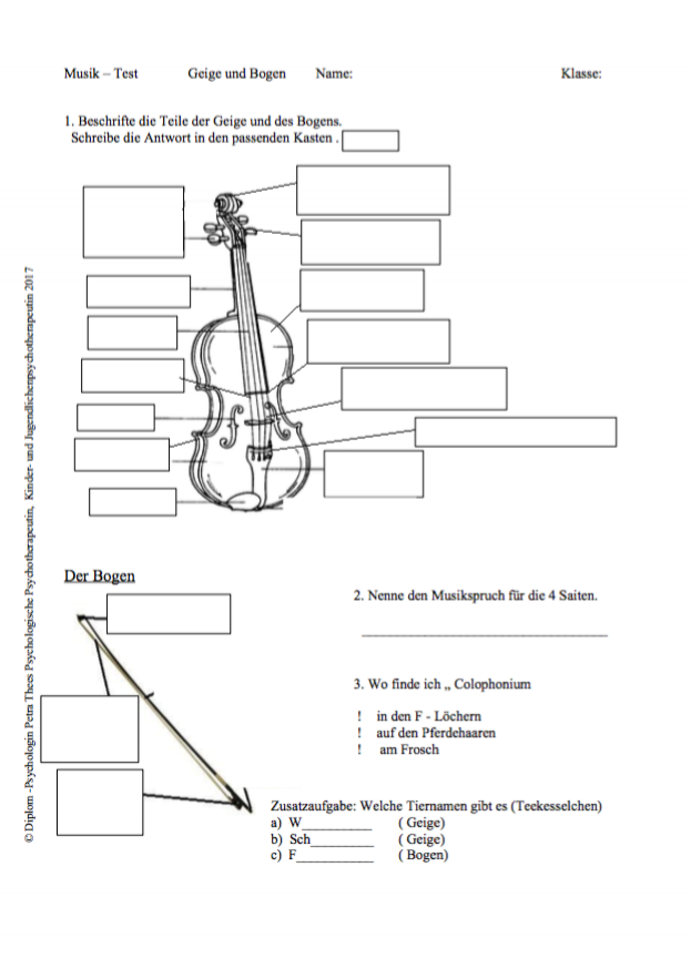 Musiktest: Geige und Bogen