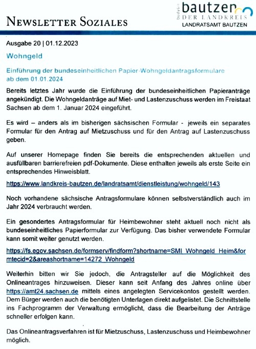 newsletter Wohnungen