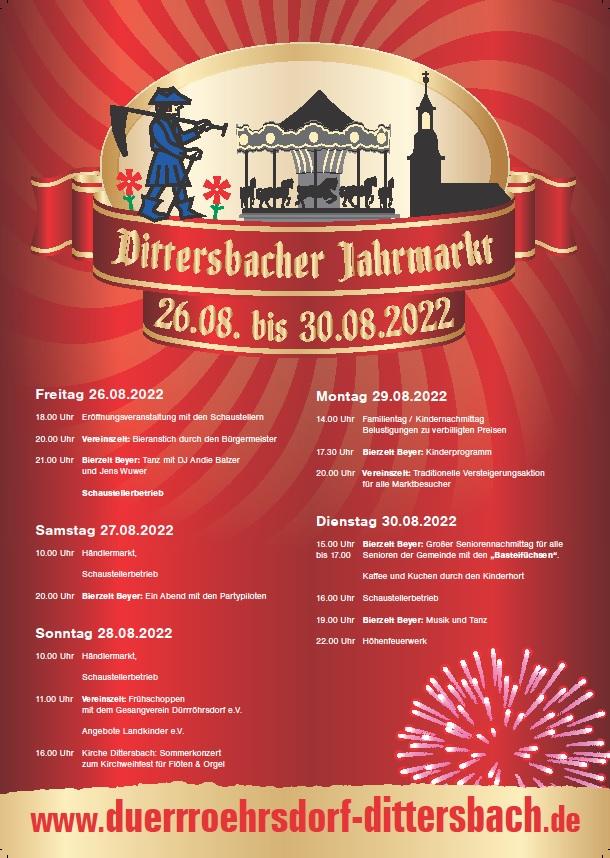 Veranstaltungsplan Dittersbacher Jahrmarkt