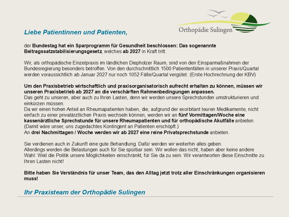 Patienteninfo zum Sparpaket