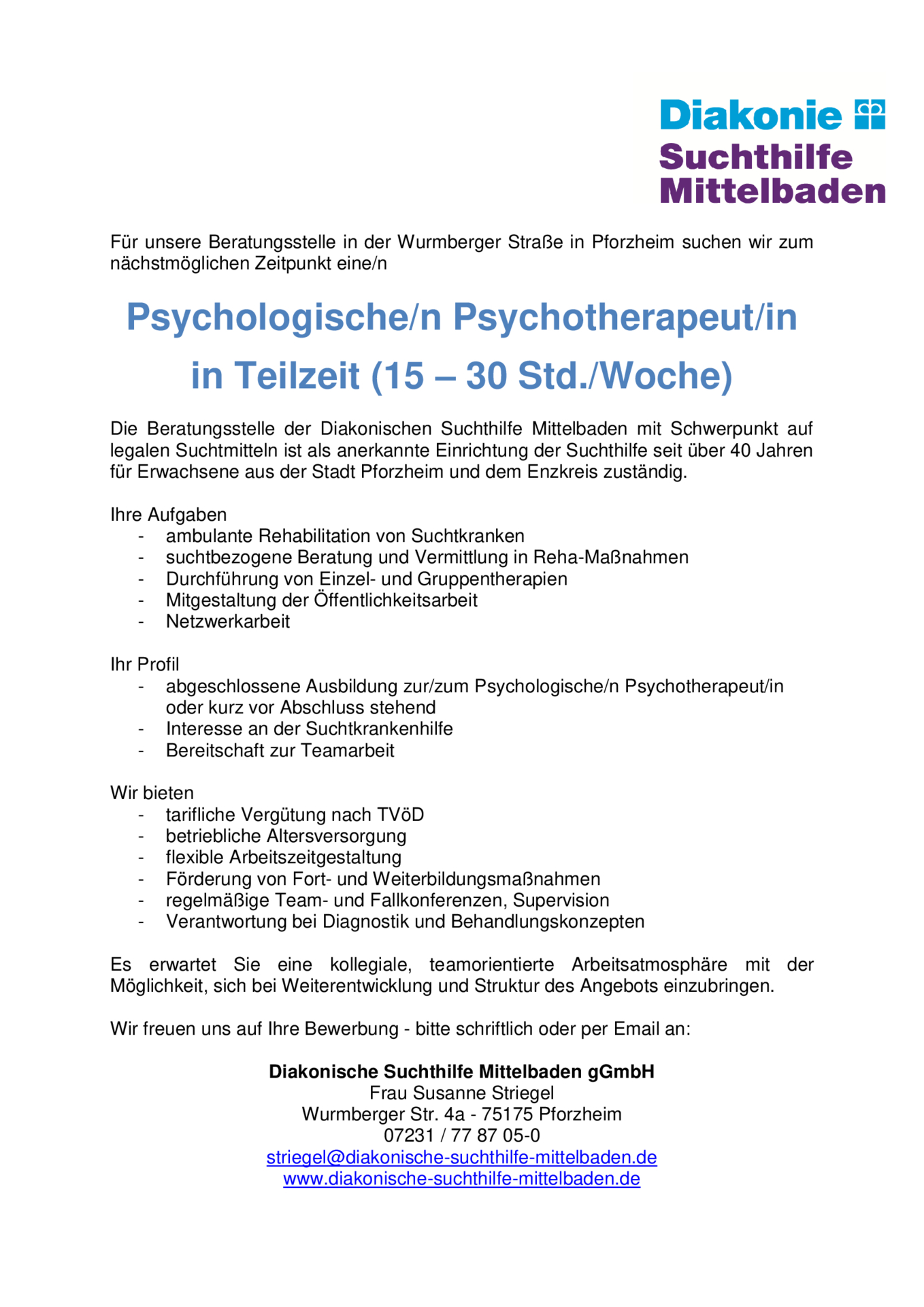 Stellenausschreibung PF