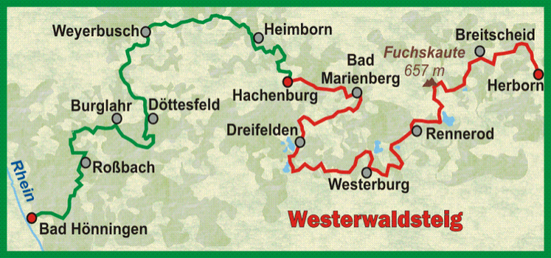 Karte vom Westerwaldsteig