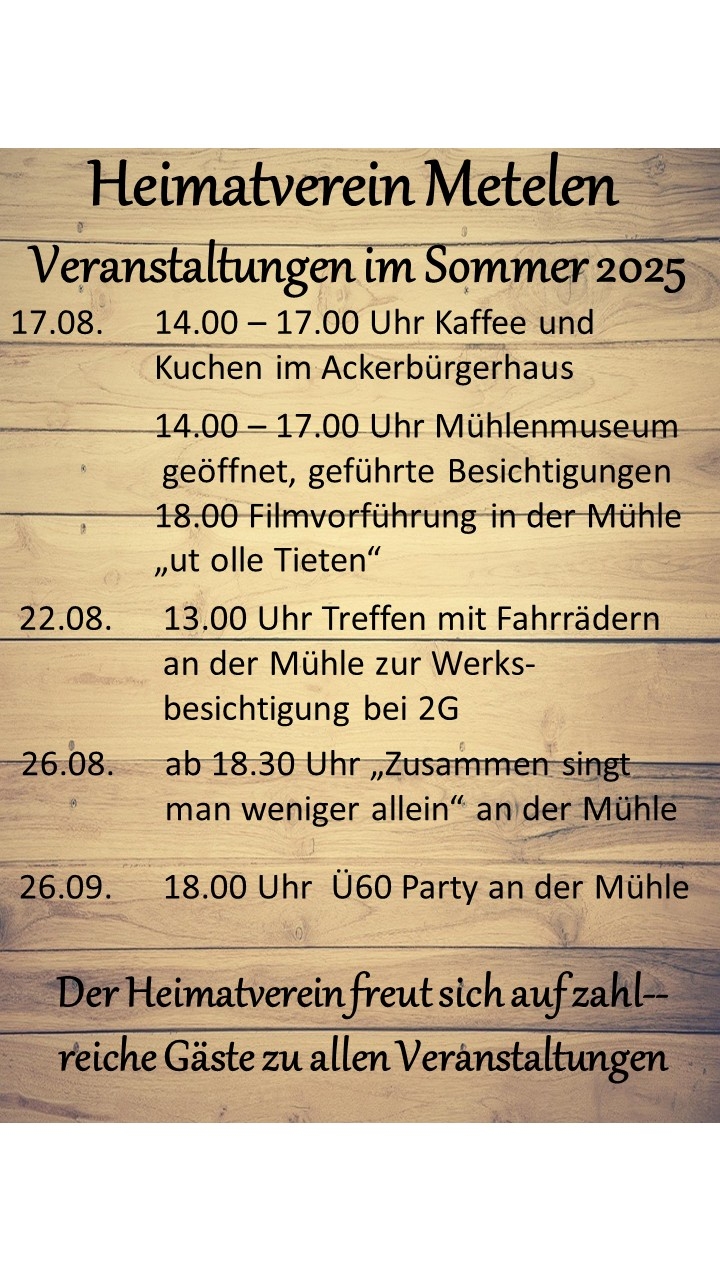 Veranstaltungen im Sommer 2025