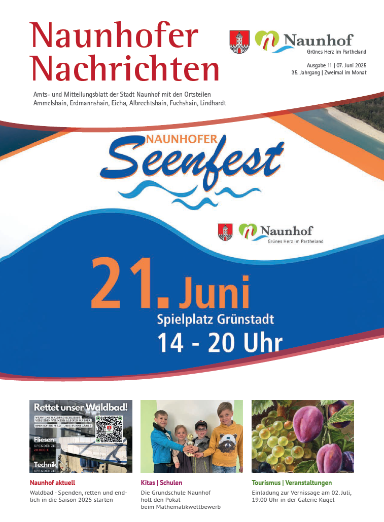 Titelblatt der Naunhofer Nachrichten 10/2025 mit dem 25-jährigen Jubiläum des Heimatvereines Fuchshain