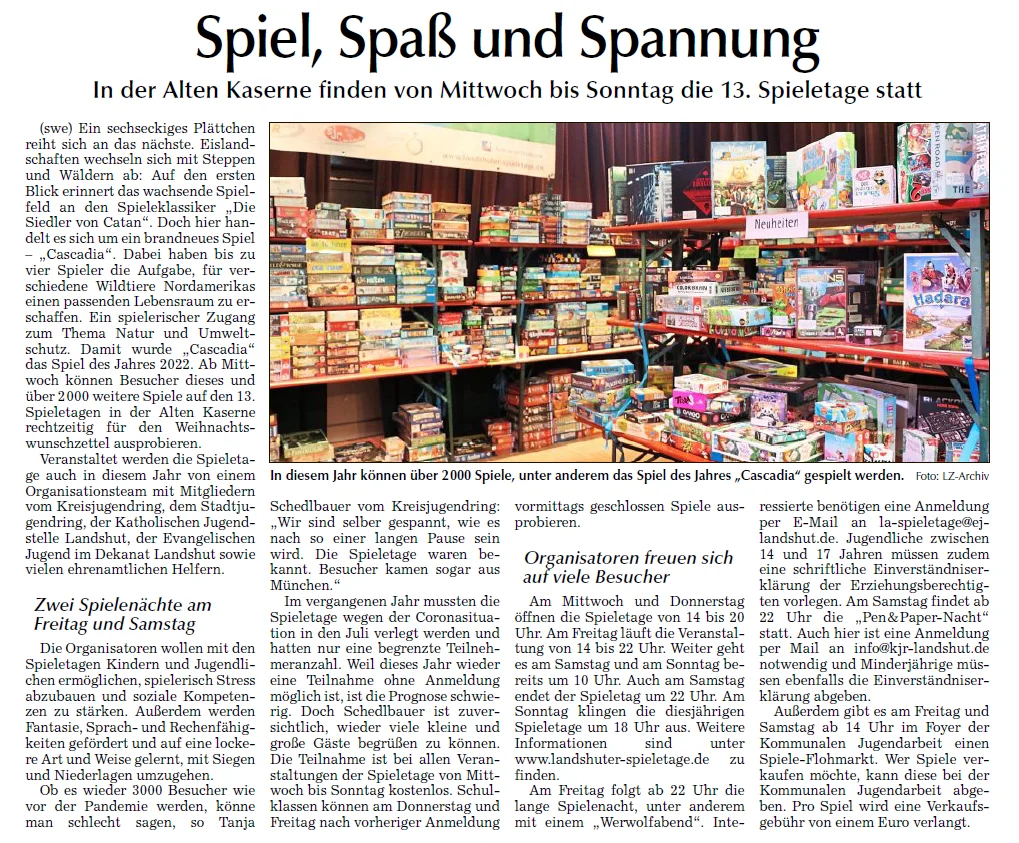 Zeitung Spiel, Spaß und Spannung