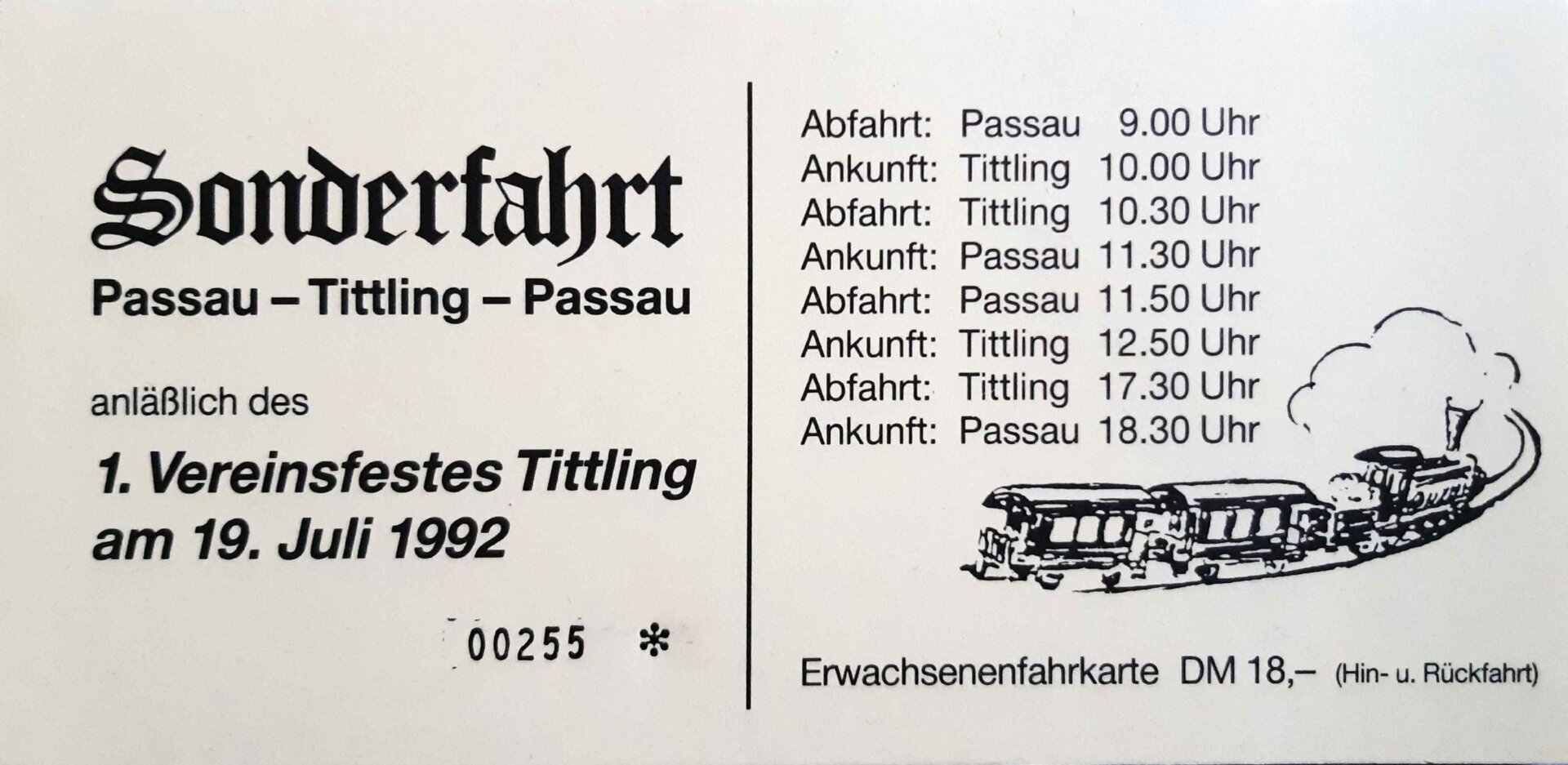 1992 Fahrkarte