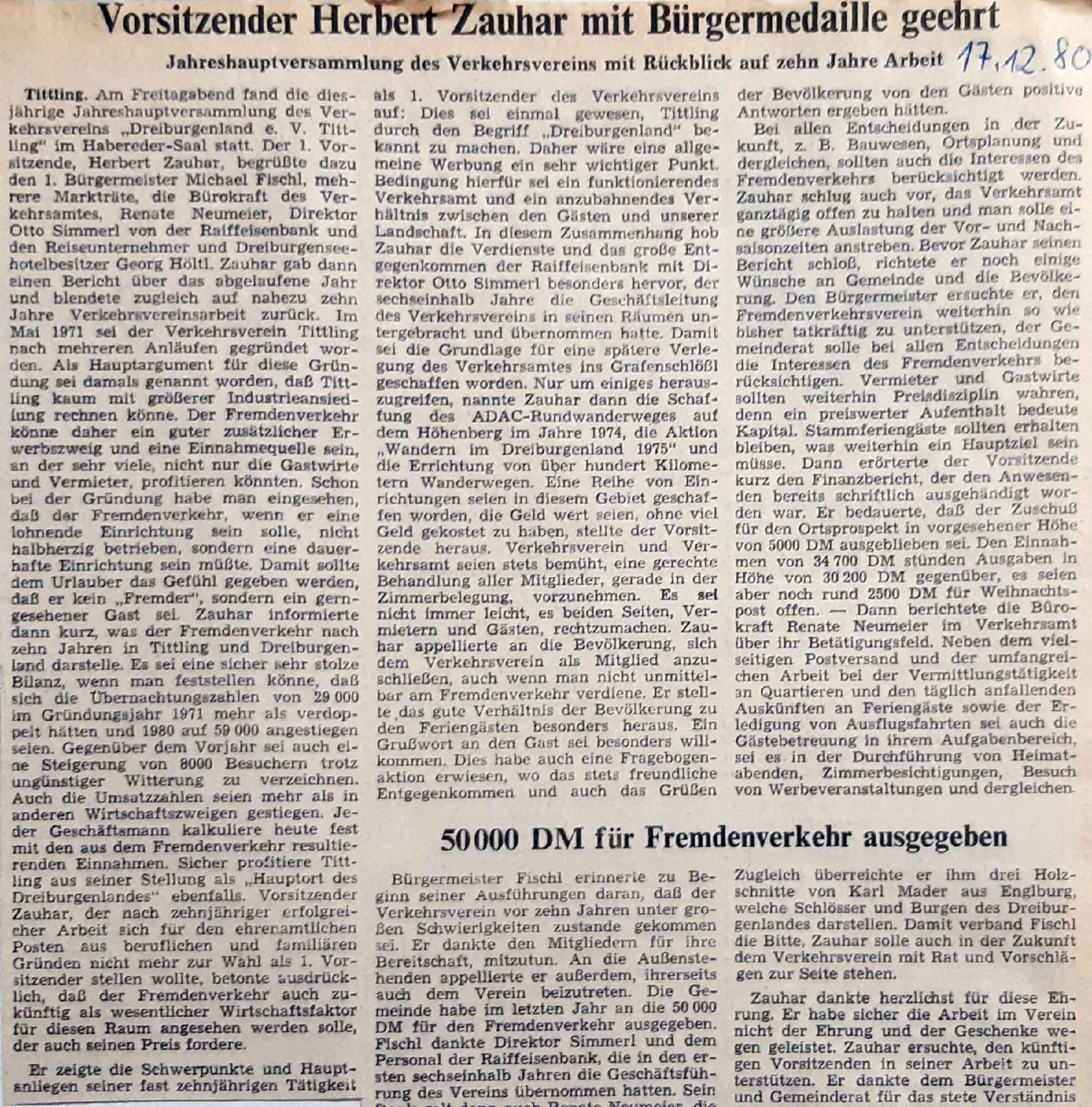 Bürgermedaille Herbert Zauhar