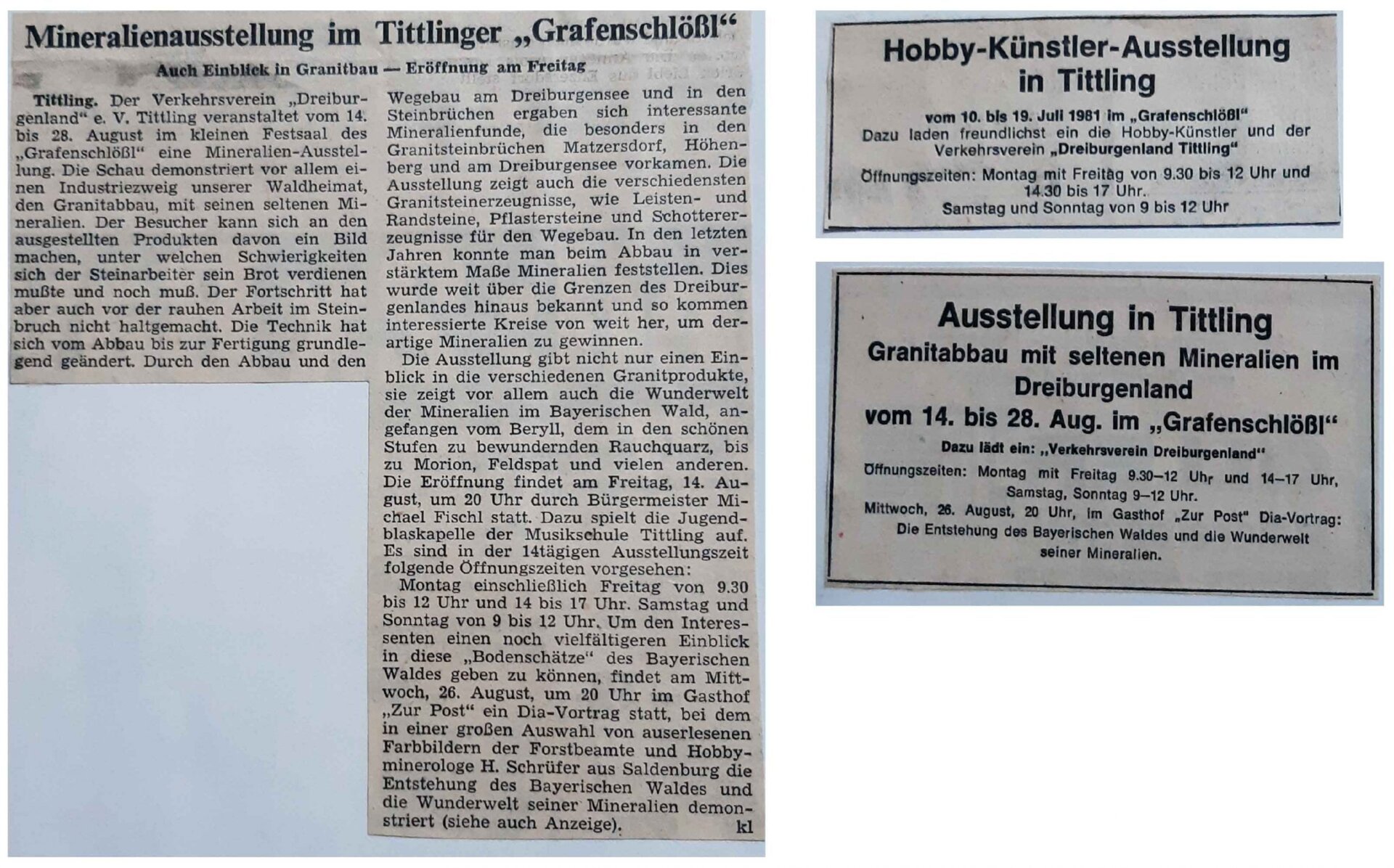 Zeitung Mineralienausstellung