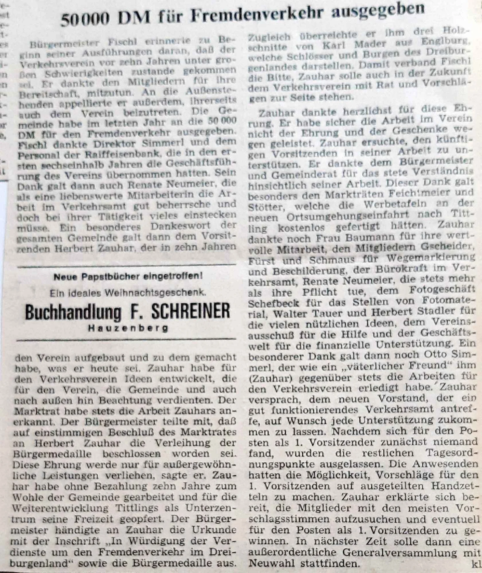 Zeitungsartikel Zauhar
